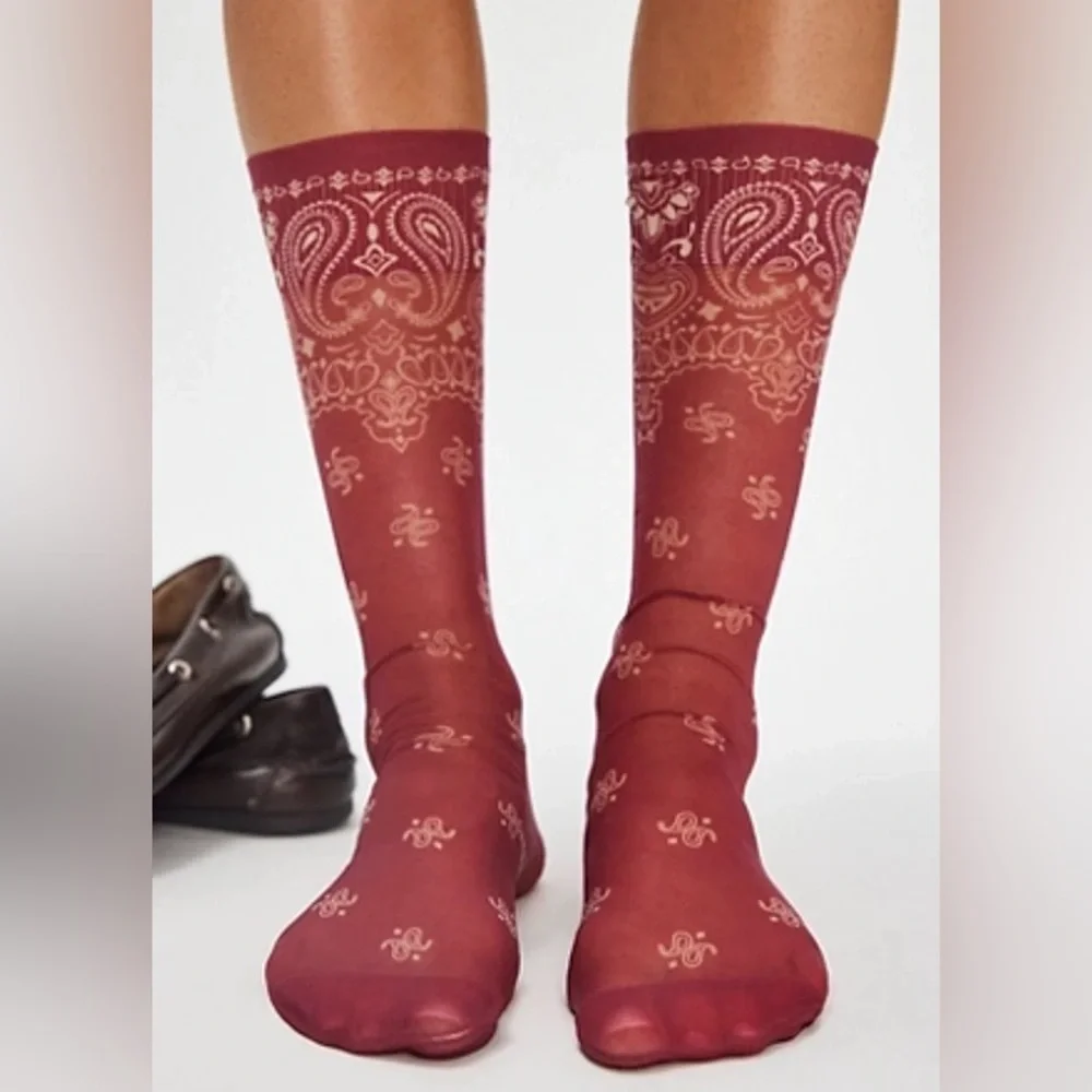 Free People X Maria Larosa Bandana Socks New